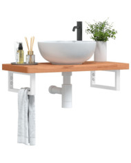 Étagère de vasque murale acier et bois massif de hêtre | Mobilier & Déco
