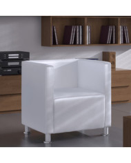 Fauteuil cube en similicuir blanc | Mobilier & Déco