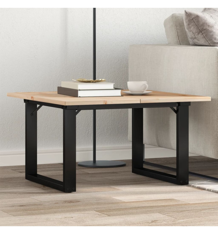 Table basse cadre en O 70x70x40 cm bois de pin massif et acier | Mobilier & Déco