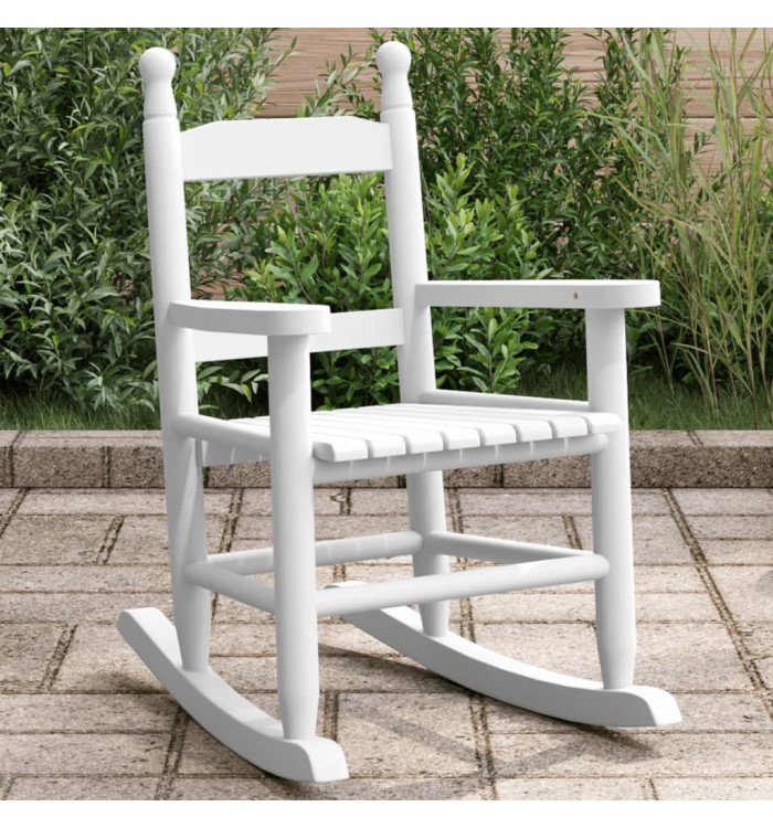 Chaise à bascule enfants blanc bois de peuplier massif | Mobilier & Déco