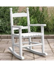 Chaise à bascule enfants blanc bois de peuplier massif | Mobilier & Déco