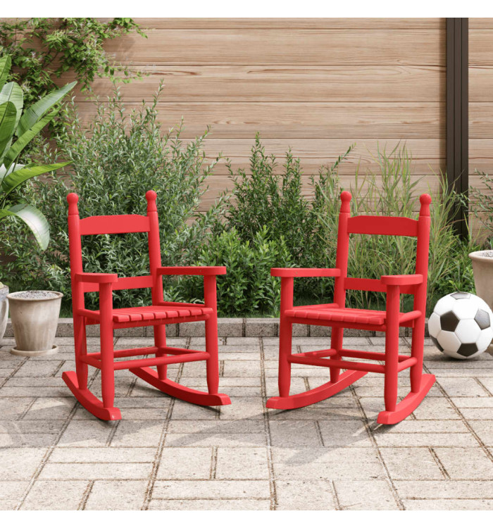 Chaises à bascule enfants lot de 2 rouge bois peuplier massif | Mobilier & Déco