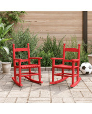Chaises à bascule enfants lot de 2 rouge bois peuplier massif | Mobilier & Déco