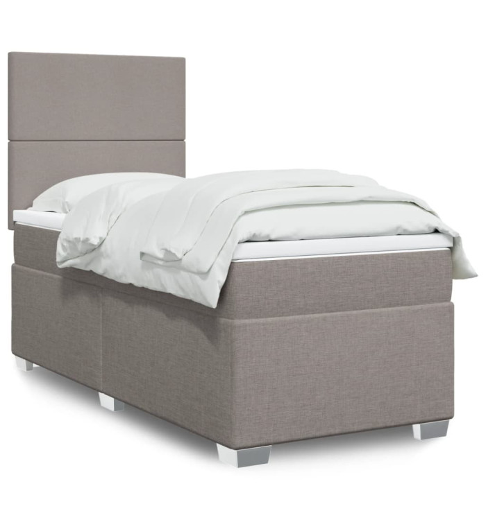 Sommier à lattes de lit avec matelas Taupe 90x200 cm Tissu | Mobilier & Déco