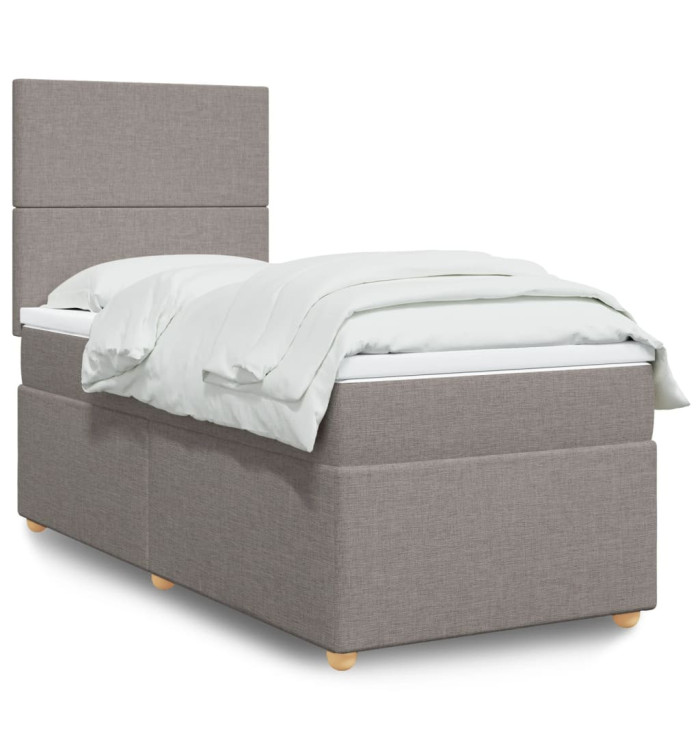 Sommier à lattes de lit avec matelas Taupe 90x190 cm Tissu | Mobilier & Déco