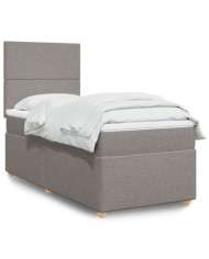 Sommier à lattes de lit avec matelas Taupe 90x190 cm Tissu | Mobilier & Déco