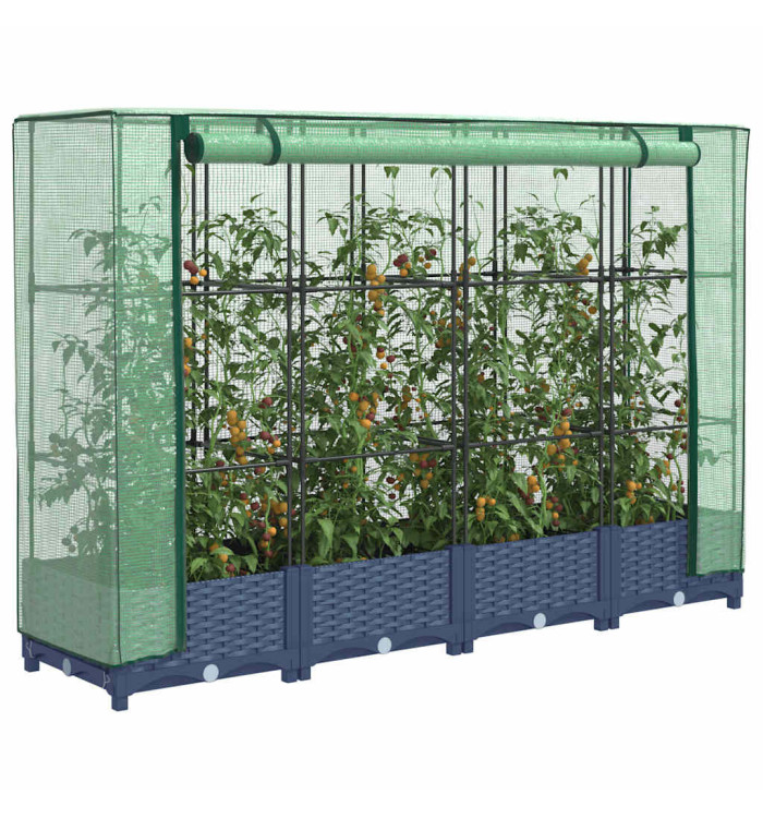 Jardinière surélevée avec housse aspect rotin 160x40x123 cm | Mobilier & Déco