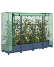 Jardinière surélevée avec housse aspect rotin 160x40x123 cm | Mobilier & Déco