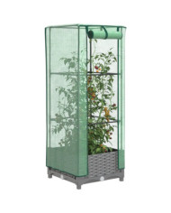 Jardinière surélevée avec housse aspect rotin 40x40x123 cm | Mobilier & Déco