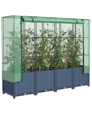 Jardinière surélevée avec housse aspect rotin 160x40x138 cm | Mobilier & Déco