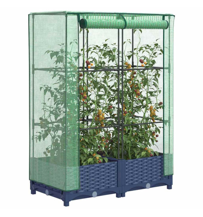 Jardinière surélevée avec housse aspect rotin 80x40x123 cm | Mobilier & Déco