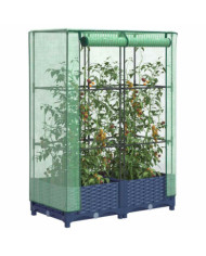 Jardinière surélevée avec housse aspect rotin 80x40x123 cm | Mobilier & Déco