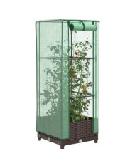 Jardinière surélevée avec housse aspect rotin 40x40x123 cm | Mobilier & Déco