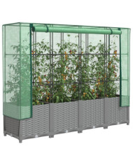 Jardinière surélevée avec housse aspect rotin 160x40x138 cm | Mobilier & Déco