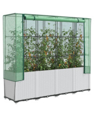 Jardinière surélevée avec housse aspect rotin 160x40x153 cm | Mobilier & Déco
