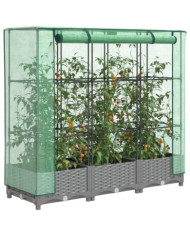 Jardinière surélevée avec housse aspect rotin 120x40x123 cm | Mobilier & Déco