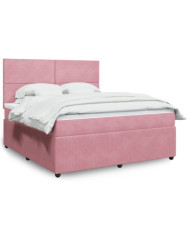 Sommier à lattes de lit avec matelas Rose 180x200 cm Velours | Mobilier & Déco