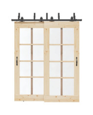 Kit de quincaillerie de porte coulissante 183 cm Acier Noir | Mobilier & Déco