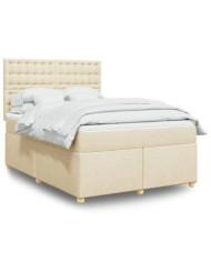 Sommier à lattes de lit avec matelas Crème 160x200 cm Tissu | Mobilier & Déco