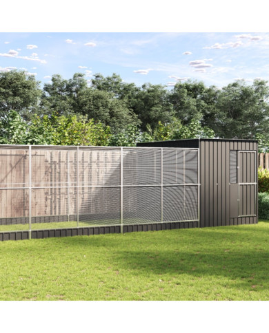 Volière avec extension argenté 911x303x216 cm acier | Mobilier & Déco