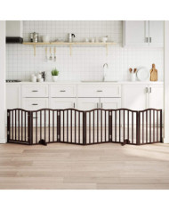 Barrière pour chiens avec porte 6 panneaux bois de peuplier | Mobilier & Déco