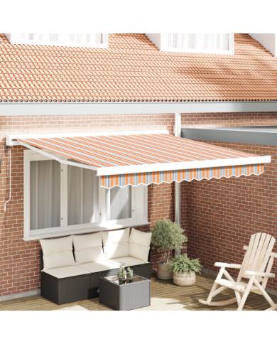 Auvent rétractable automatique rayé multicolore 350x250 cm | Mobilier & Déco