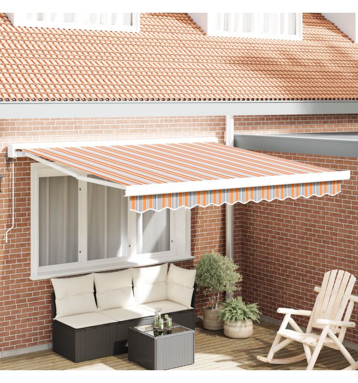 Auvent rétractable automatique rayé multicolore 350x250 cm | Mobilier & Déco