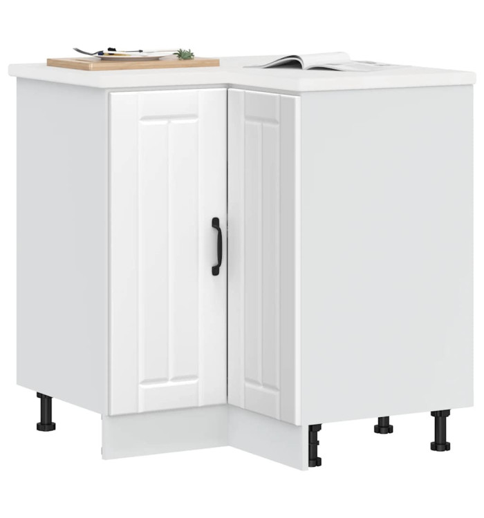 Armoire d'angle de cuisine Lucca blanc bois d'ingénierie | Mobilier & Déco