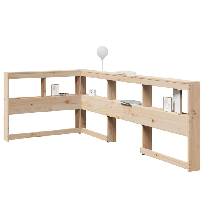 Tête de lit de bibliothèque en forme de L bois massif de pin | Mobilier & Déco