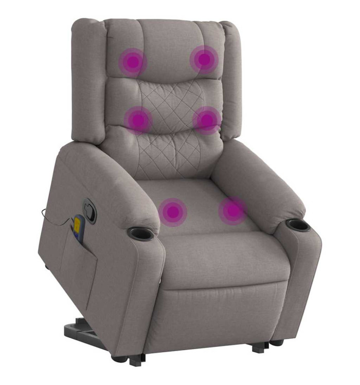 Fauteuil inclinable de massage Taupe Tissu | Mobilier & Déco