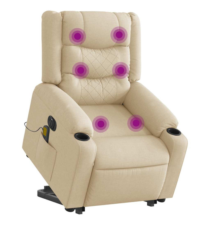 Fauteuil inclinable de massage électrique Crème Tissu | Mobilier & Déco