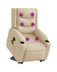 Fauteuil inclinable de massage électrique Crème Tissu | Mobilier & Déco