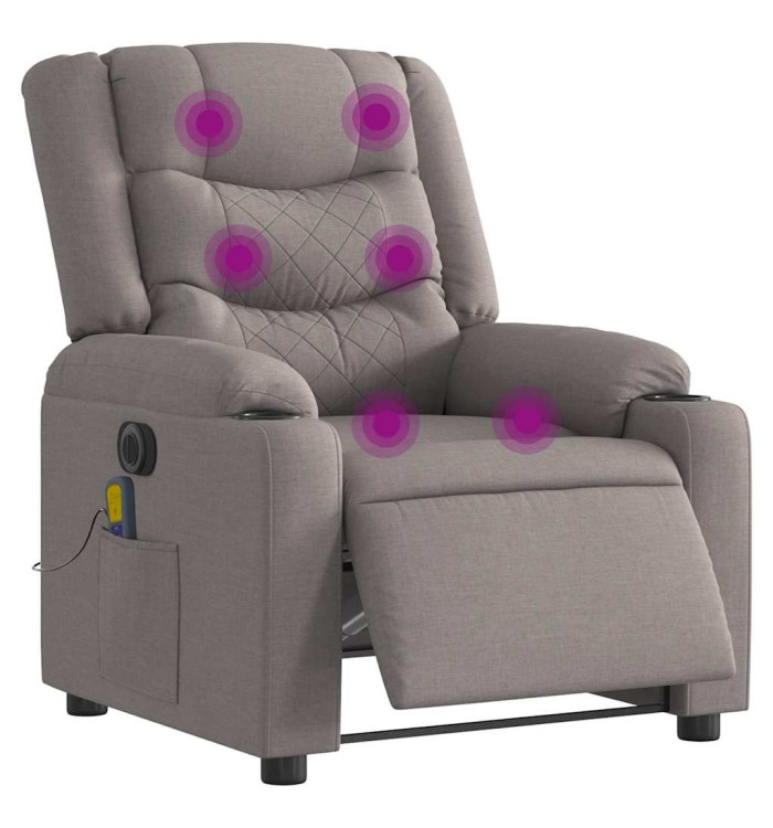 Fauteuil de massage inclinable électrique Taupe Tissu | Mobilier & Déco