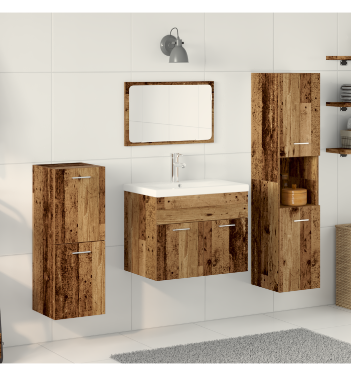 Ensemble de meubles de salle de bain 5 pièces Bois ancien Bois d'ingénierie | Mobilier & Déco