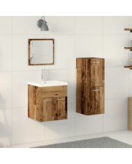 Set de meubles de salle de bain 4 pièces en vieux bois d'ingénierie | Mobilier & Déco
