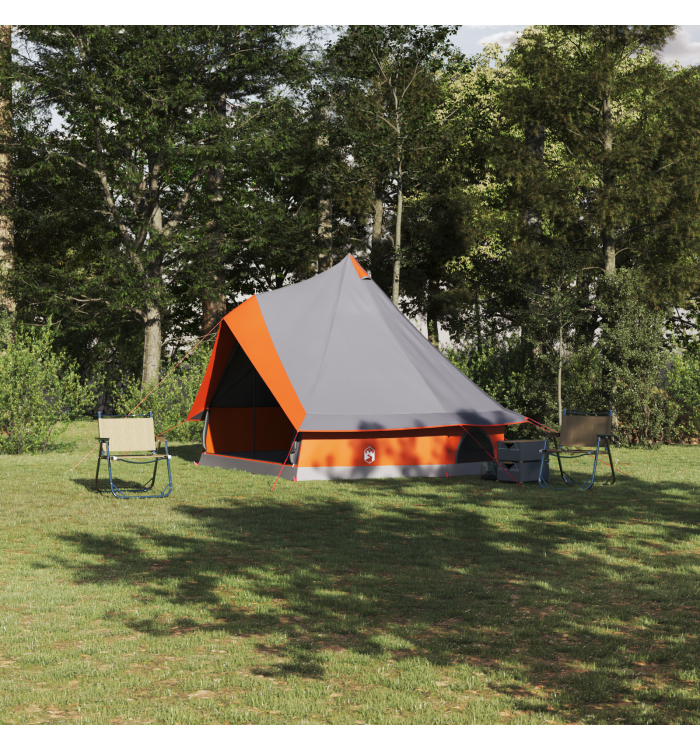 Tente familiale tipi grise et orange pour 8 personnes imperméable | Mobilier & Déco