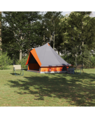 Tente familiale tipi grise et orange pour 8 personnes imperméable | Mobilier & Déco