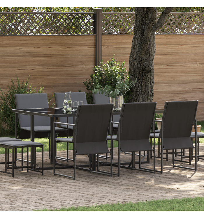 Ensemble de jardin 13 pièces avec coussins en acier et textilène | Mobilier & Déco
