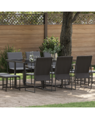 Ensemble de jardin 13 pièces avec coussins en acier et textilène | Mobilier & Déco