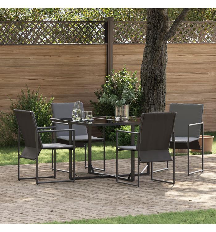 Ensemble de salle à manger de jardin 6 pièces avec coussins en acier et textilène | Mobilier & Déco
