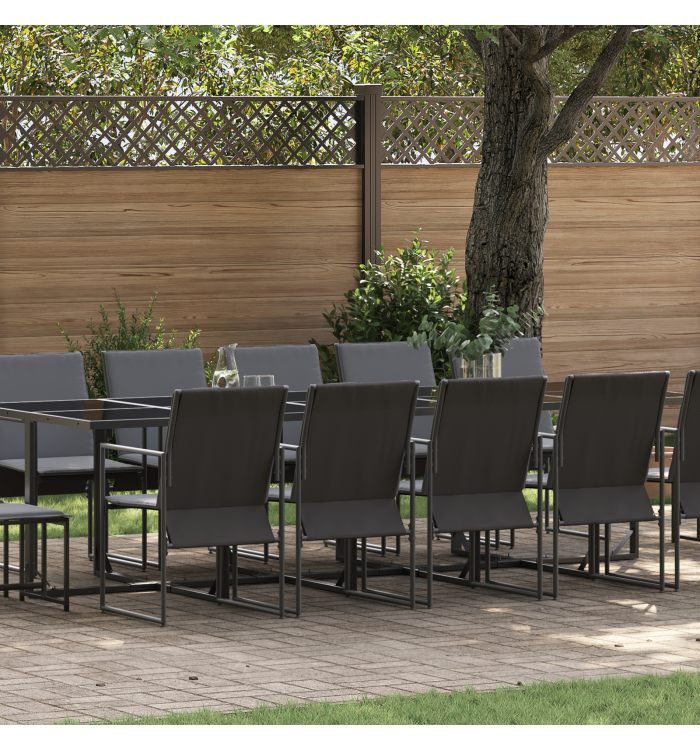 Ensemble de salle à manger de jardin de 19 pièces avec coussins en acier et textilène | Mobilier & Déco