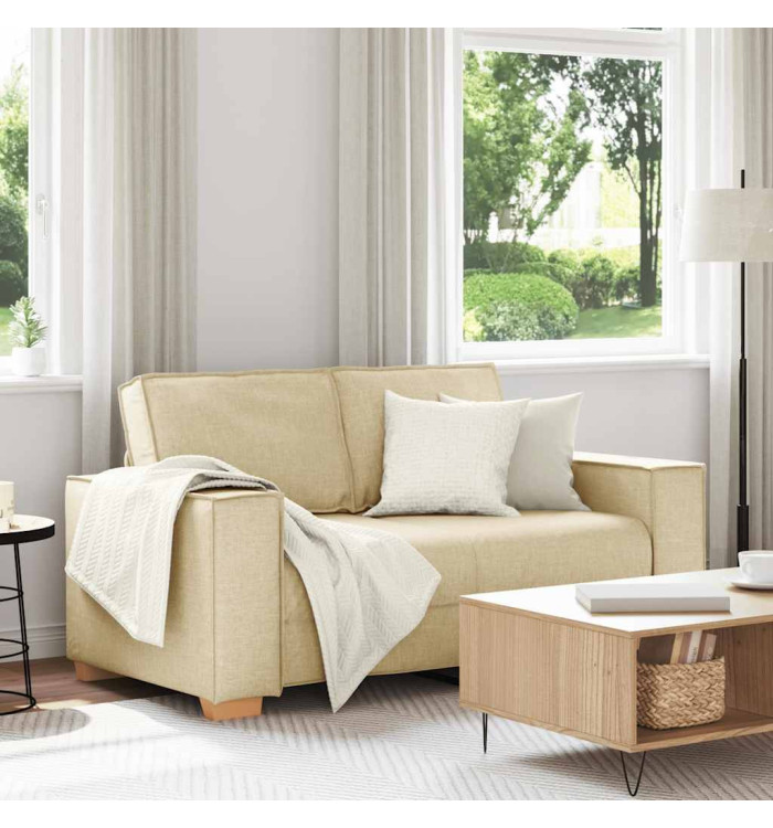 Canapé 2 places Crème 120 cm Tissu | Mobilier & Déco