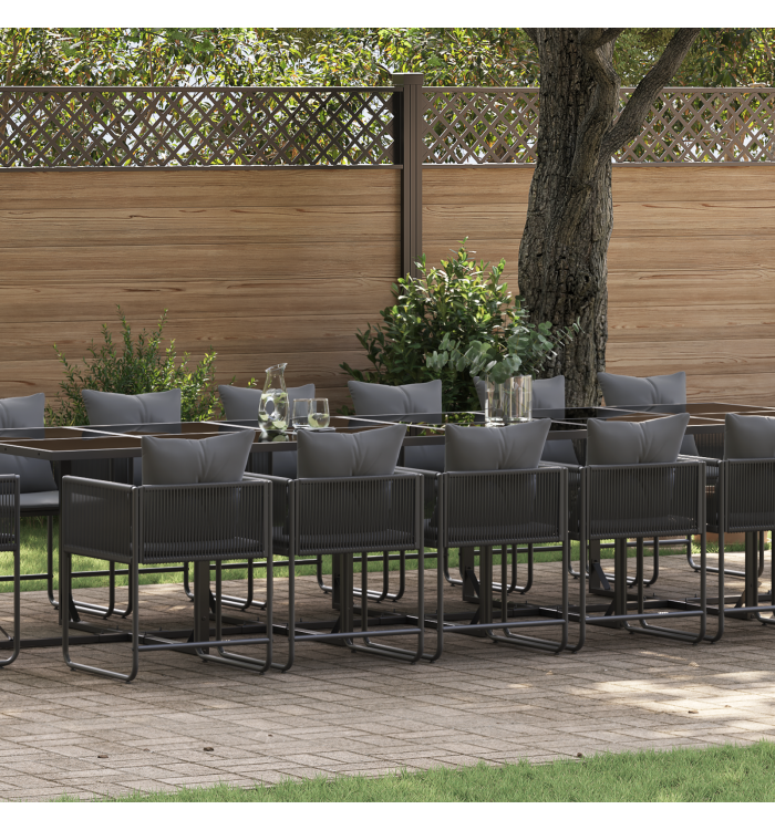 Ensemble de salle à manger de jardin de 22 pièces avec coussins en acier et rotin synthétique | Mobilier & Déco