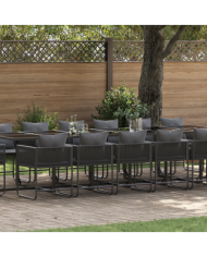 Ensemble de salle à manger de jardin de 22 pièces avec coussins en acier et rotin synthétique | Mobilier & Déco