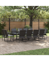 Ensemble de salle à manger de jardin de 16 pièces avec coussins en acier et textilène | Mobilier & Déco