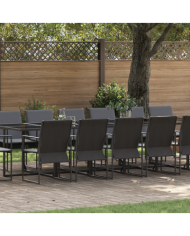 Ensemble de salle à manger de jardin de 22 pièces avec coussins en acier et textilène | Mobilier & Déco