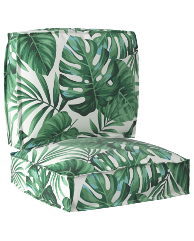 Set de coussins de palette 2 pièces motif feuilles en tissu Oxford | Mobilier & Déco