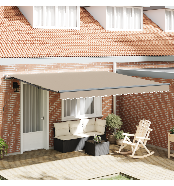 Store Rétractable Manuel Beige 400x300 cm, Tissu de Remplacement pour Store de 4x3 m Beige | Mobilier & Déco
