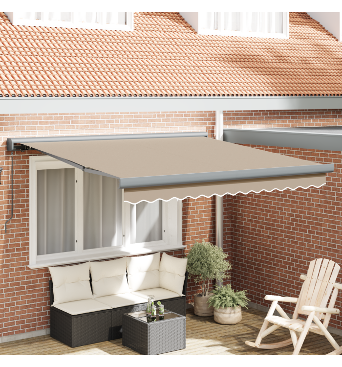 Auvent manuel rétractable beige 300x250 cm, Tissu de remplacement pour auvent 3x2.5 m cadre beige | Mobilier & Déco