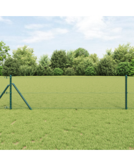 Clôture hexagonale Verte 0,5x100 m Acier, Poteaux de clôture 13 pcs Vert Ø32 mm 100 cm Acier galvanisé | Mobilier & Déco